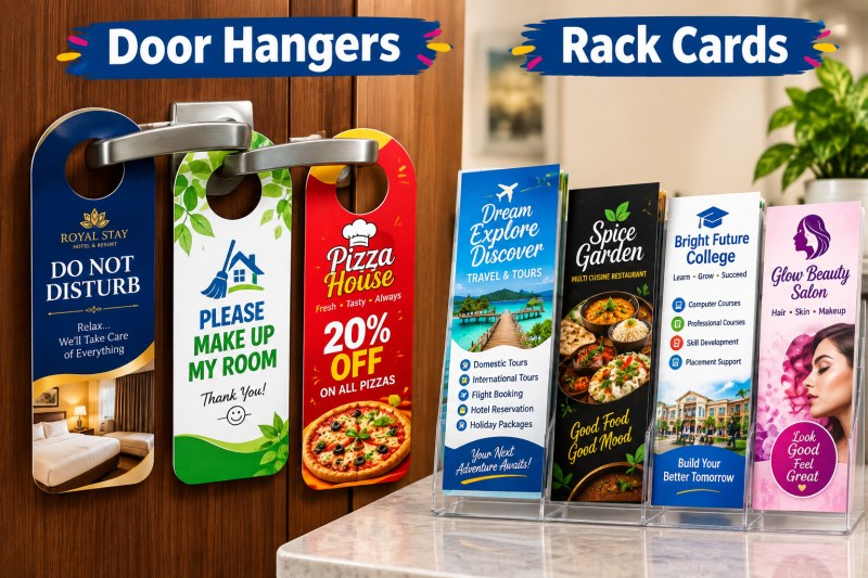 Door Hangers and Rack Cards.
