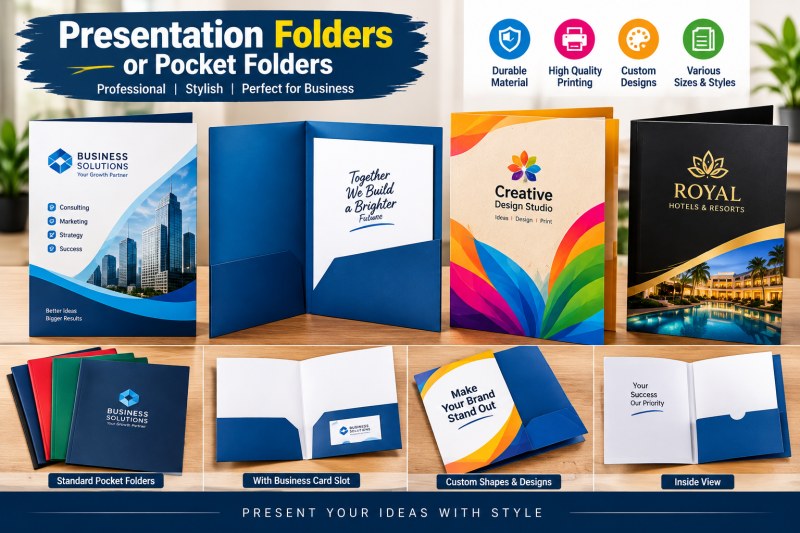 Presentation Folders or Pocket Folders.