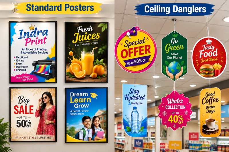 Posters: Standard size and Ceiling Danglers.